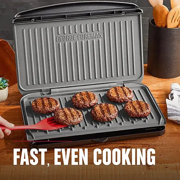 George Foreman 9-Serving Indoor Grill & Panini Press — Gunmetal Grey Compact Cooking Appliance