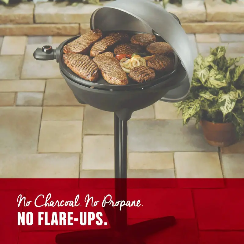 George Foreman Silver Electric Grill – Large Surface Area, Adjustable Heat Control, Serves 12 or More