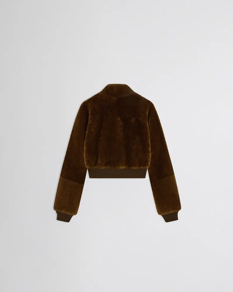 Ginger Shearling Cropped Bomber Jacket 2