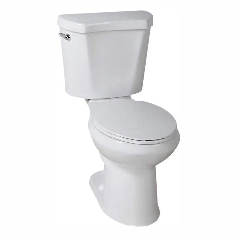 Glacier Bay High-Efficiency Elongated Toilet – 2-Piece Design, 1.28 GPF Single Flush, Classic White Finish