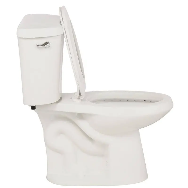 Glacier Bay High-Efficiency Elongated Toilet – 2-Piece Design, 1.28 GPF Single Flush, Classic White Finish