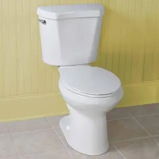 Glacier Bay High-Efficiency Elongated Toilet – 2-Piece Design, 1.28 GPF Single Flush, Classic White Finish
