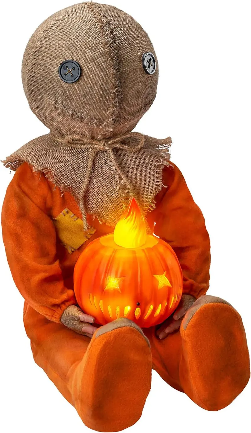 Glow-in-the-Dark Animated Sitting Sam Doll for Indoor and Outdoor Halloween Displays