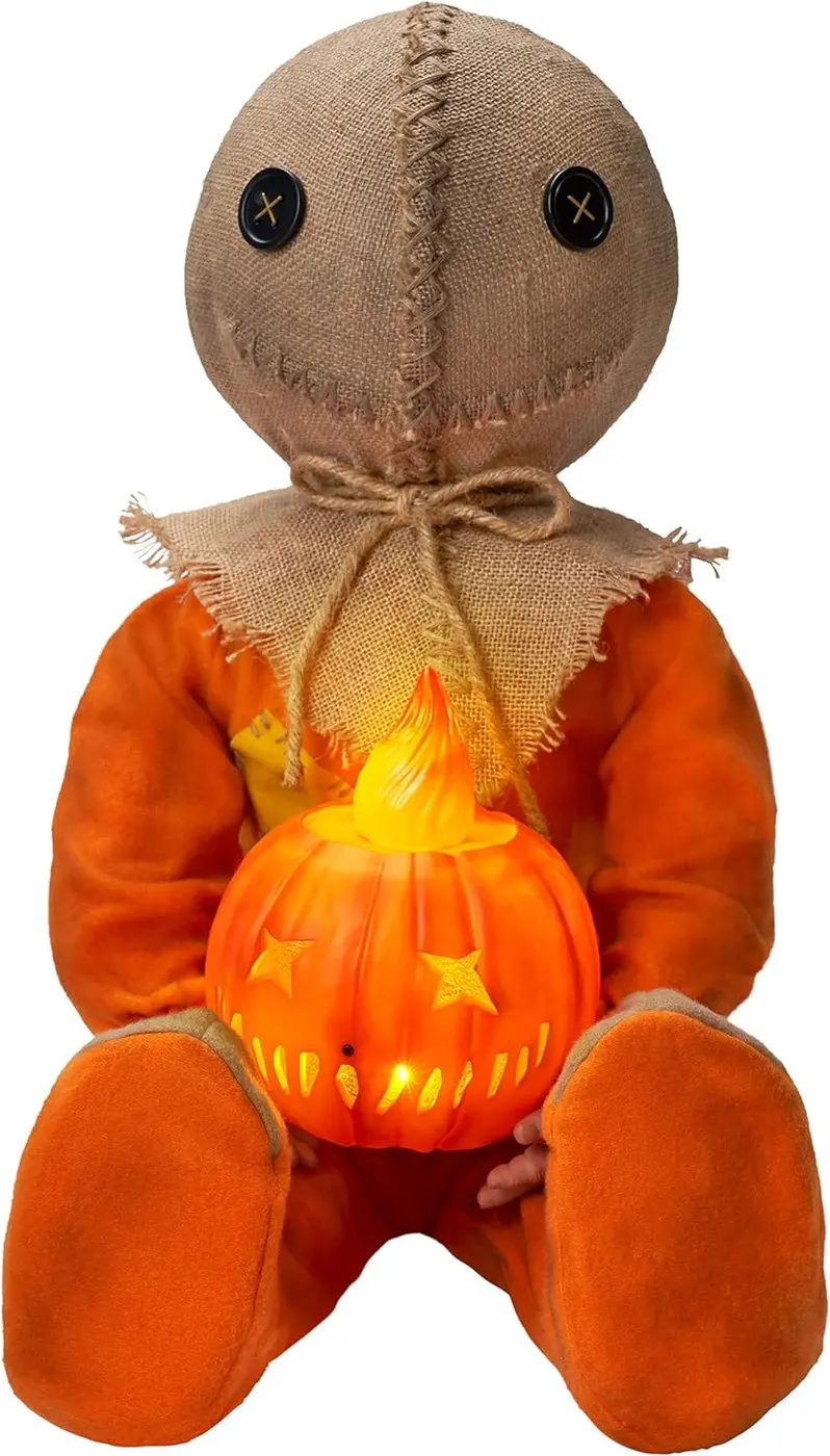 Glow-in-the-Dark Animated Sitting Sam Doll for Indoor and Outdoor Halloween Displays