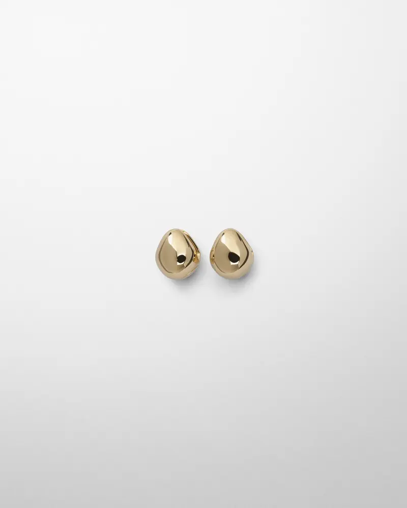 Gold-Plated Pebble-Shaped Stud Earrings