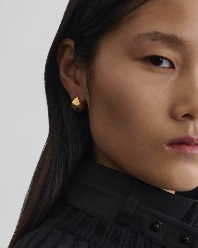 Gold-Plated Pebble-Shaped Stud Earrings