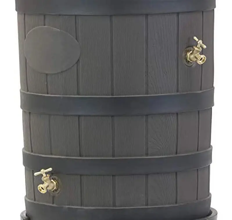 Good Ideas Rain Wizard Rain Barrel – American Oak Style with Darkened Ribs, Eco-Friendly Water Collection