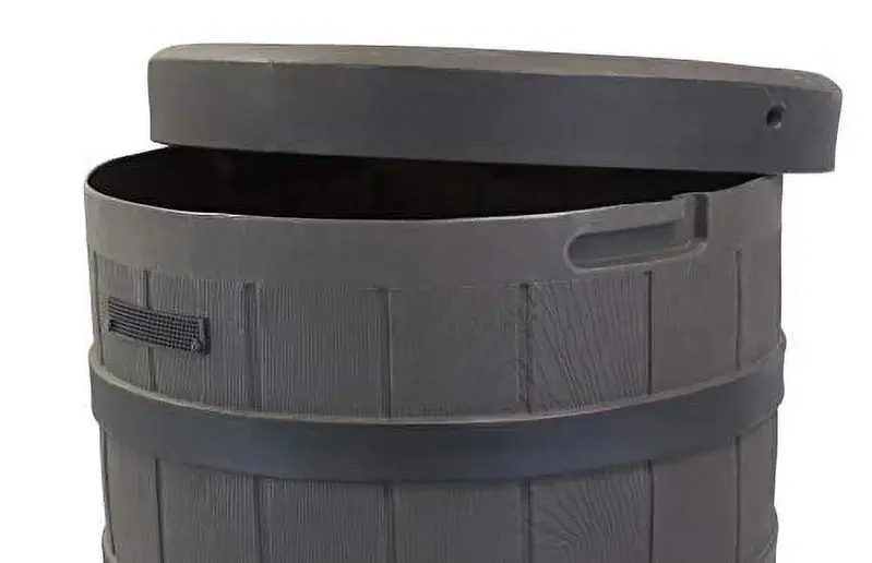 Good Ideas Rain Wizard Rain Barrel – American Oak Style with Darkened Ribs, Eco-Friendly Water Collection