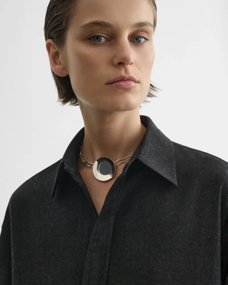 Graphic Sterling Silver Medallion Necklace With Adjustable Choker Fit