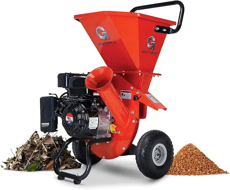 GreatCircleUSA Professional Gas-Powered Wood Chipper Shredder for Branches, Leaves, and Yard Debris