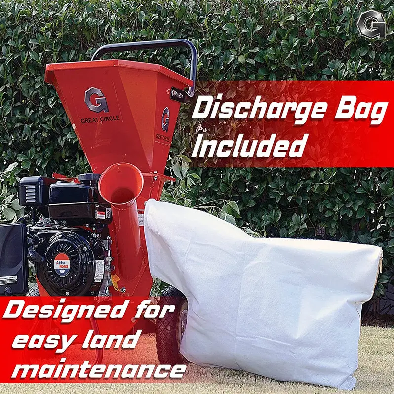 GreatCircleUSA Professional Gas-Powered Wood Chipper Shredder for Branches, Leaves, and Yard Debris