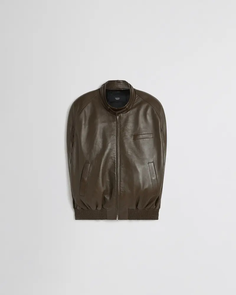 Green Bronze Leather Cape Bomber Jacket