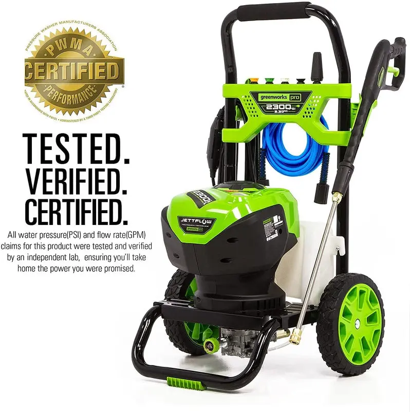 Greenworks GPW2300 Electric Pressure Washer – 2300 PSI Brushless Motor System with 2.3 GPM Flow Rate