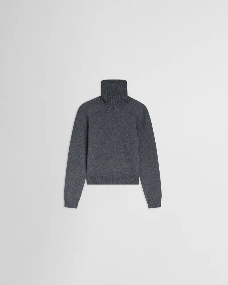 Grey Mélange Wool-Cashmere Patch-Shoulder Jumper