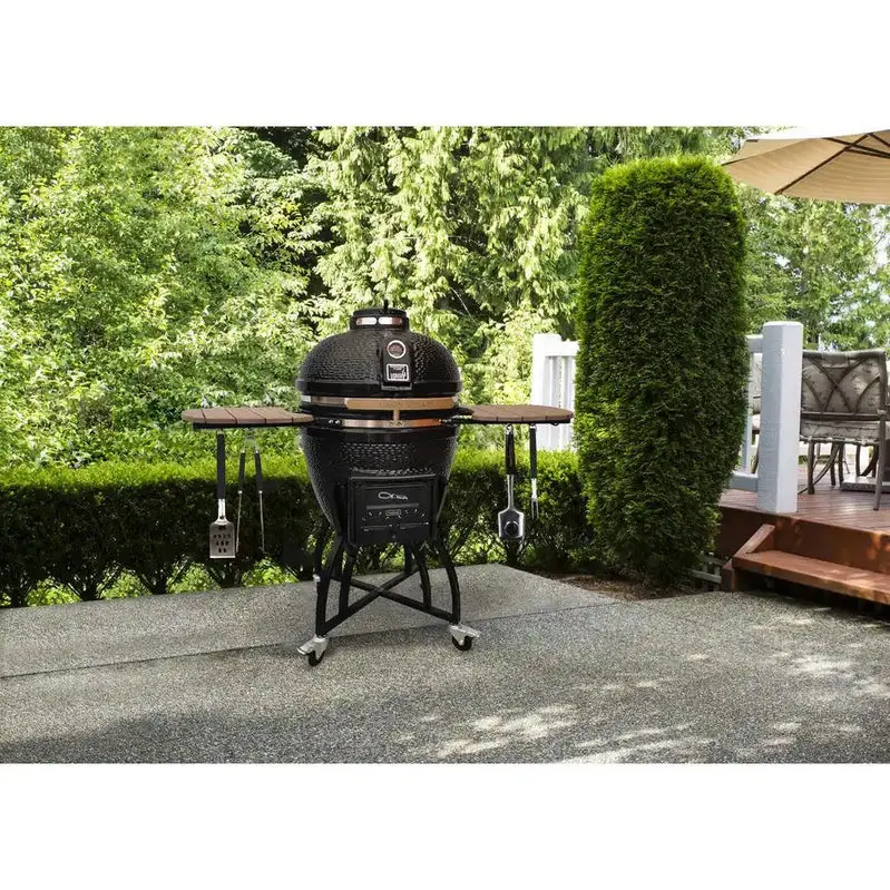 Grills Kamado Pro 22-Inch Ceramic Charcoal Grill with Protective Cover