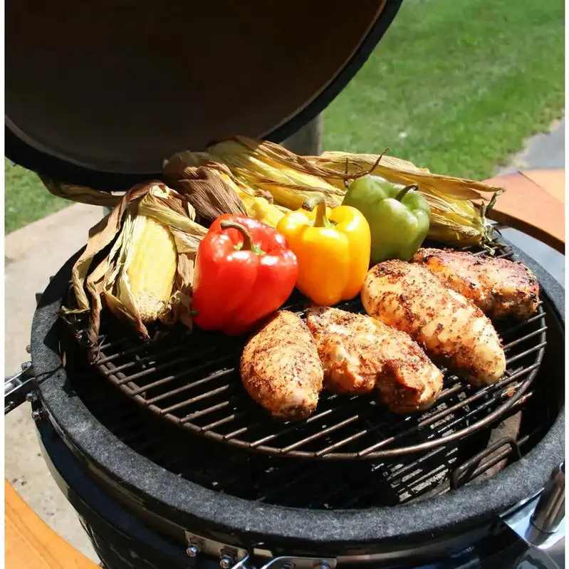 Grills Kamado Pro 22-Inch Ceramic Charcoal Grill with Protective Cover