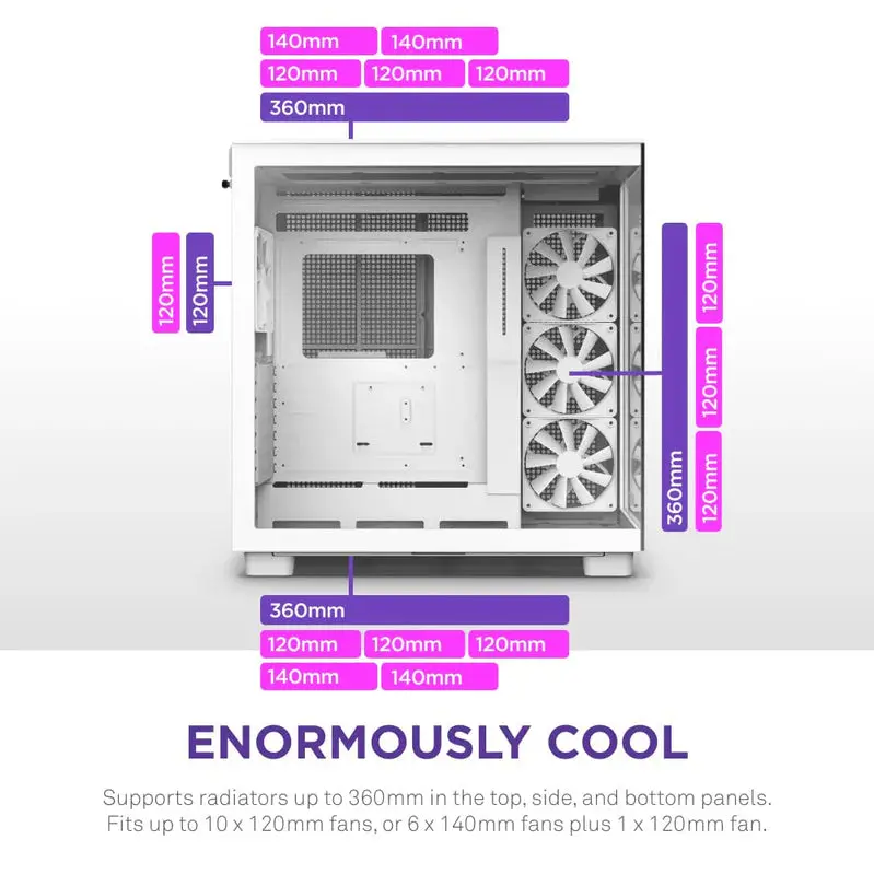 H9 Flow Dual-Chamber ATX Mid-Tower Gaming PC Case