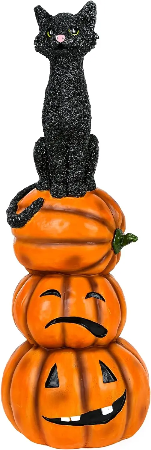 Halloween Black Cat and Pumpkin Decor Collection – Themed Figurines and Stylish Accents