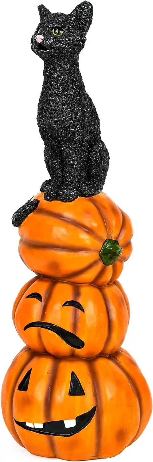 Halloween Black Cat and Pumpkin Decor Collection – Themed Figurines and Stylish Accents