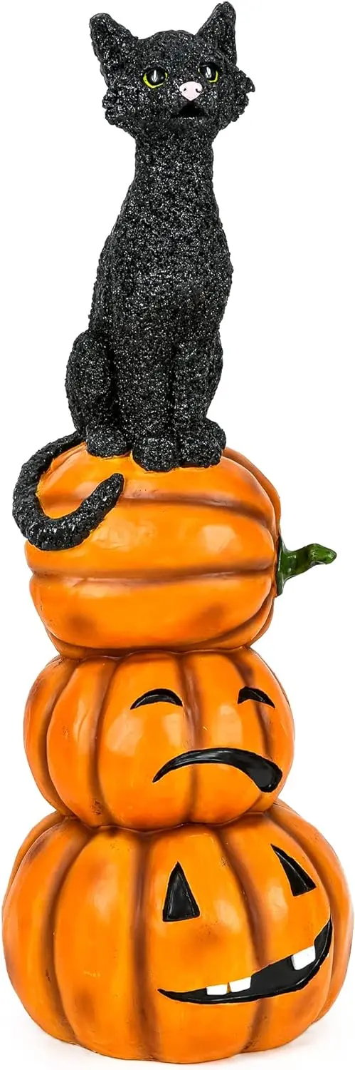 Halloween Black Cat and Pumpkin Decor Collection – Themed Figurines and Stylish Accents