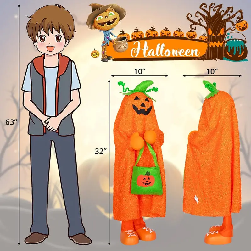 Halloween Porch Decoration Set – Glow-in-the-Dark Jack-O-Lantern Collection (4-Piece)