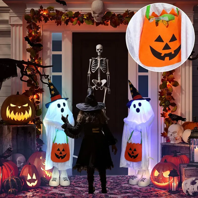 Halloween Porch Decoration Set – Glow-in-the-Dark Jack-O-Lantern Collection (4-Piece)