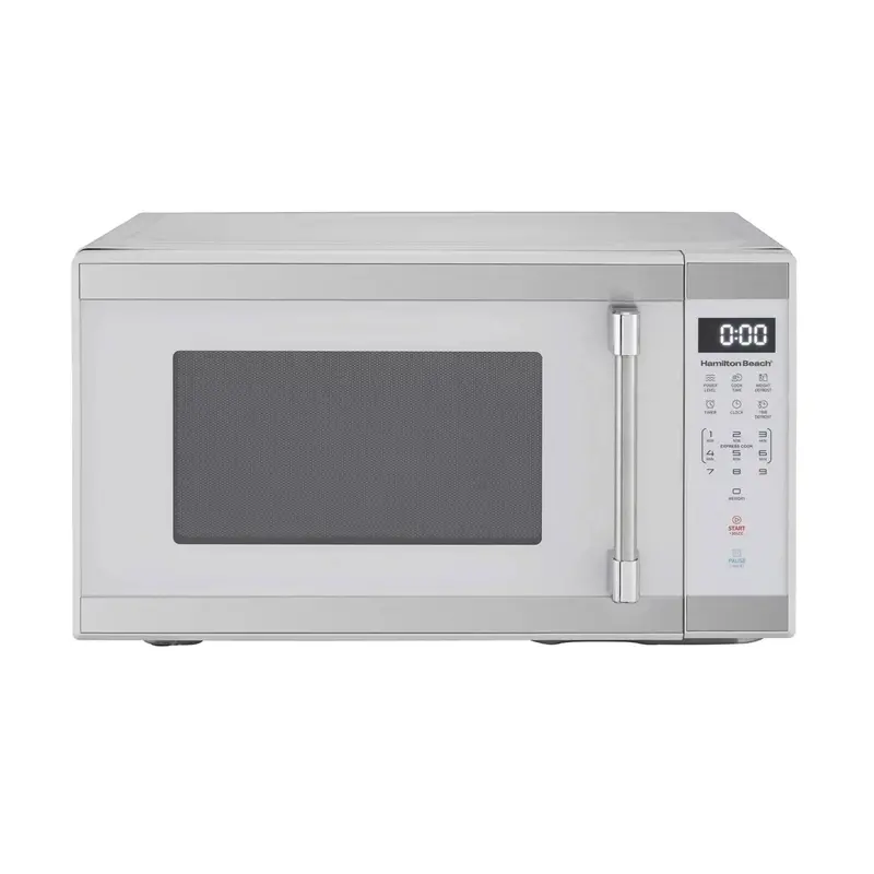 Hamilton Beach 1.1 Cu Ft Countertop Microwave Oven – White Stainless Finish