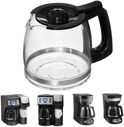Hamilton Beach 12-Cup Replacement Glass Carafe – Fits Models 49902, 49915, 49905C, CM4309, and Others