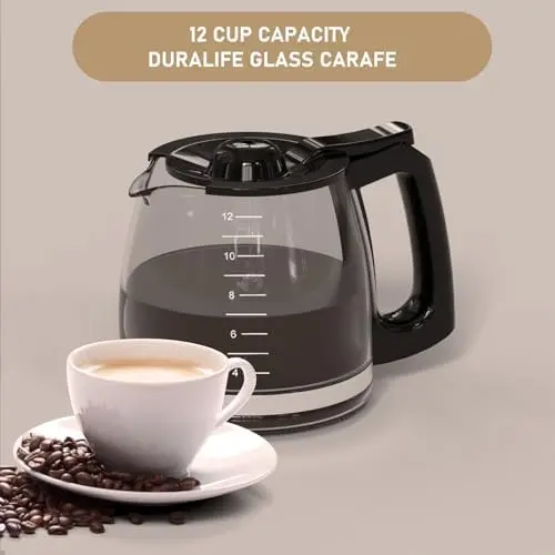 Hamilton Beach 12-Cup Replacement Glass Carafe – Fits Models 49902, 49915, 49905C, CM4309, and Others