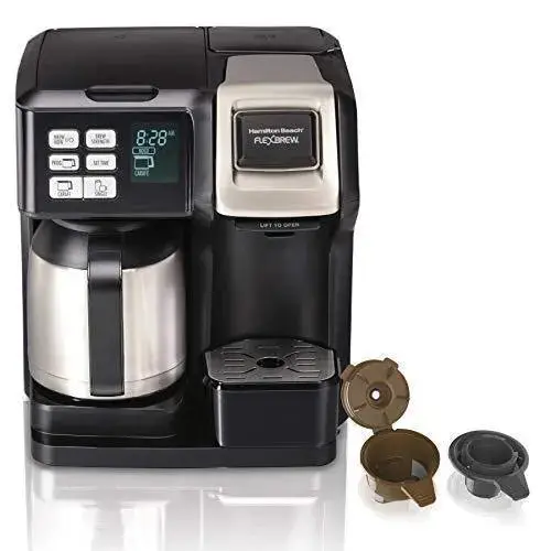 Hamilton Beach FlexBrew Dual-Brew Thermal Coffee Maker – Model 49966 (K-Cup + Ground Coffee), Programmable Timer, Black & Stainless Steel
