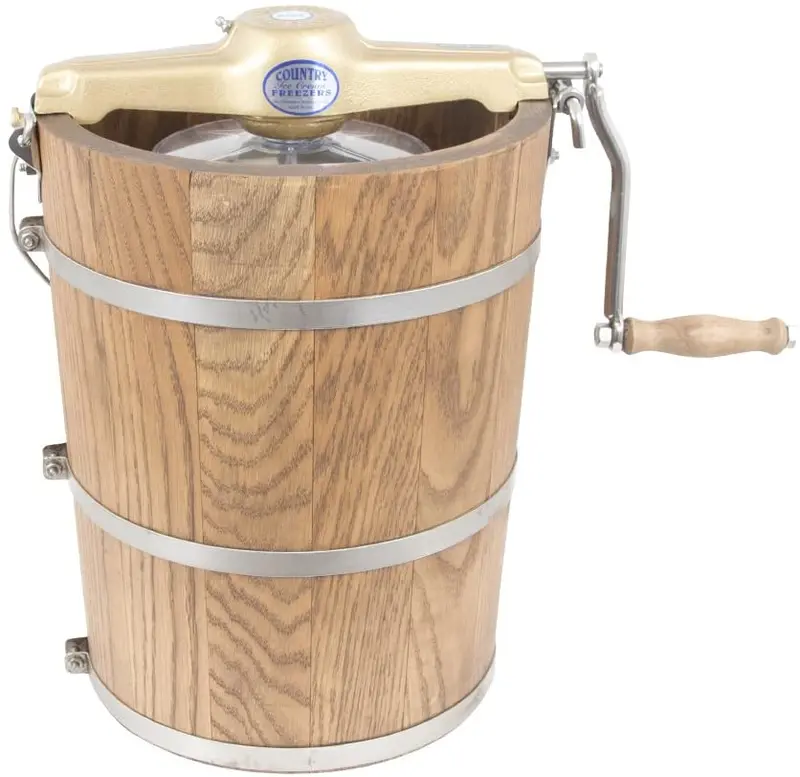 Hand-Cranked 6-Quart Wooden Ice Cream Maker – Traditional Homemade Frozen Dessert Maker