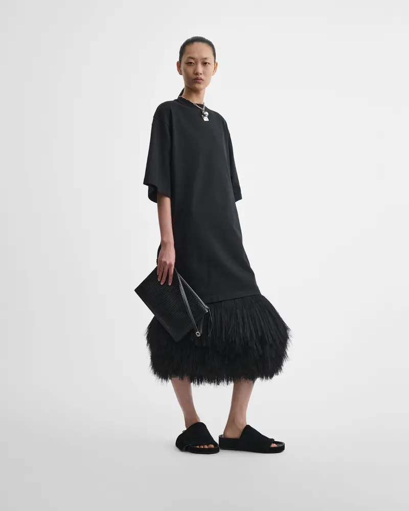 Hand-Stitched Woven Leather Glove Pochette In Black 2