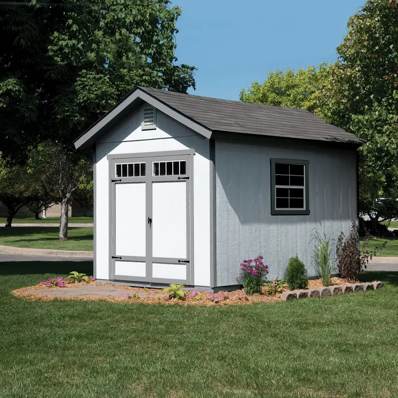Handy Home Products Beachwood Wooden Storage Shed – 10 ft. x 12 ft. Prefab Structure with Floor Kit