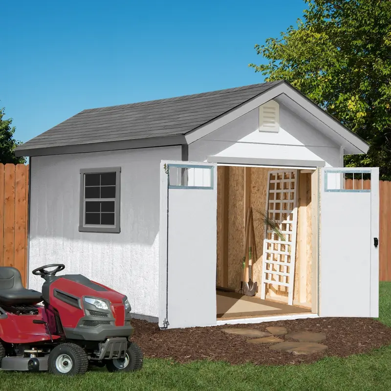 Handy Home Products Beachwood Wooden Storage Shed – 10 ft. x 12 ft. Prefab Structure with Floor Kit