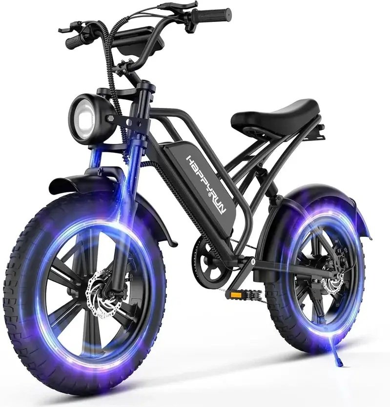 Happyrun 20" Fat-Tire E-Bike – 750W Motor, 48V 18Ah Removable Battery, 20 MPH Max Speed, 68-Mile Range