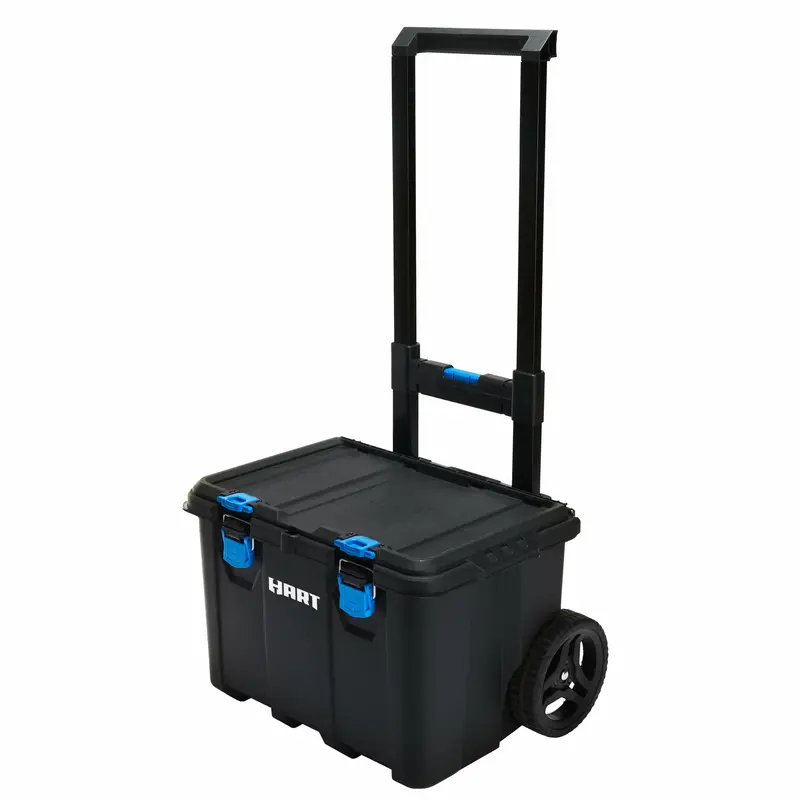 HART Stack System Mobile Tool Cart – Modular Rolling Storage Unit with Telescoping Handle, Black and Blue Accents
