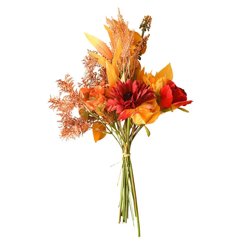 Harvest-Inspired Dried Flower Bouquet – Artisanal Faux Autumn Greens & Warm-Tone Blooms 2