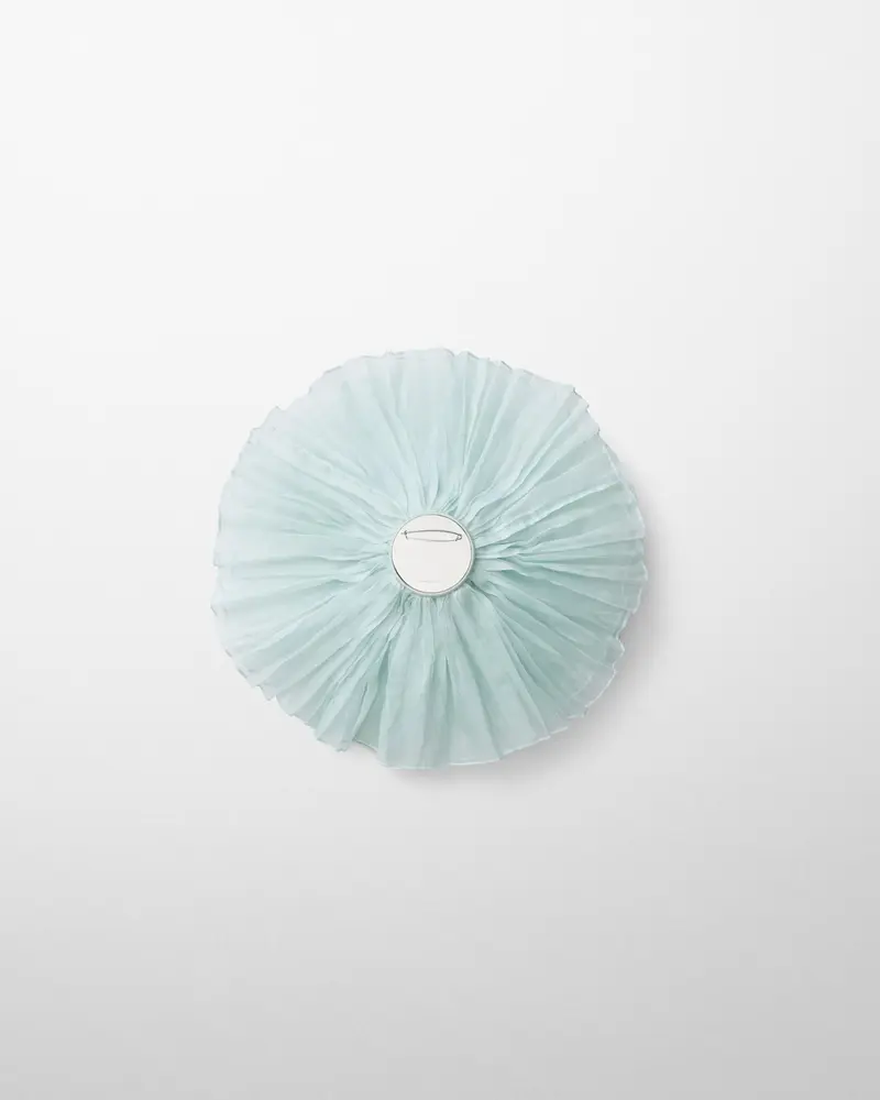 Hazy Blue Crushed Silk Organza Brooch – Full Bloom Corsage 2