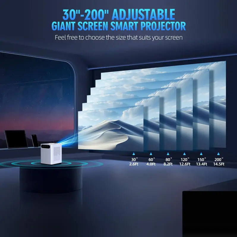 HD Wireless Projector with Built-in WiFi and Bluetooth – Streaming-Ready Display Device