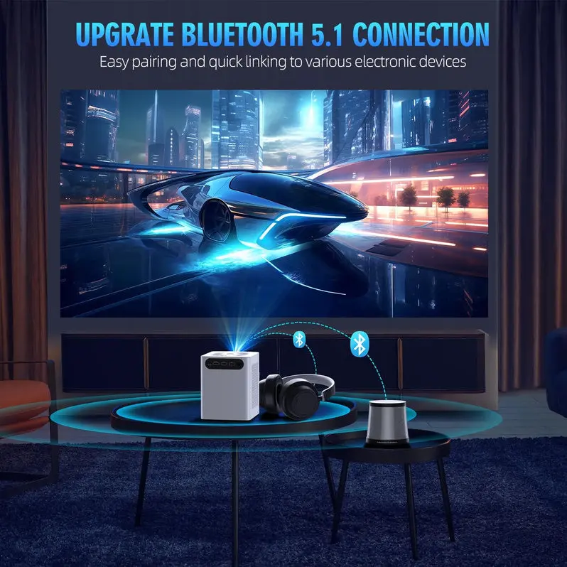 HD Wireless Projector with Built-in WiFi and Bluetooth – Streaming-Ready Display Device