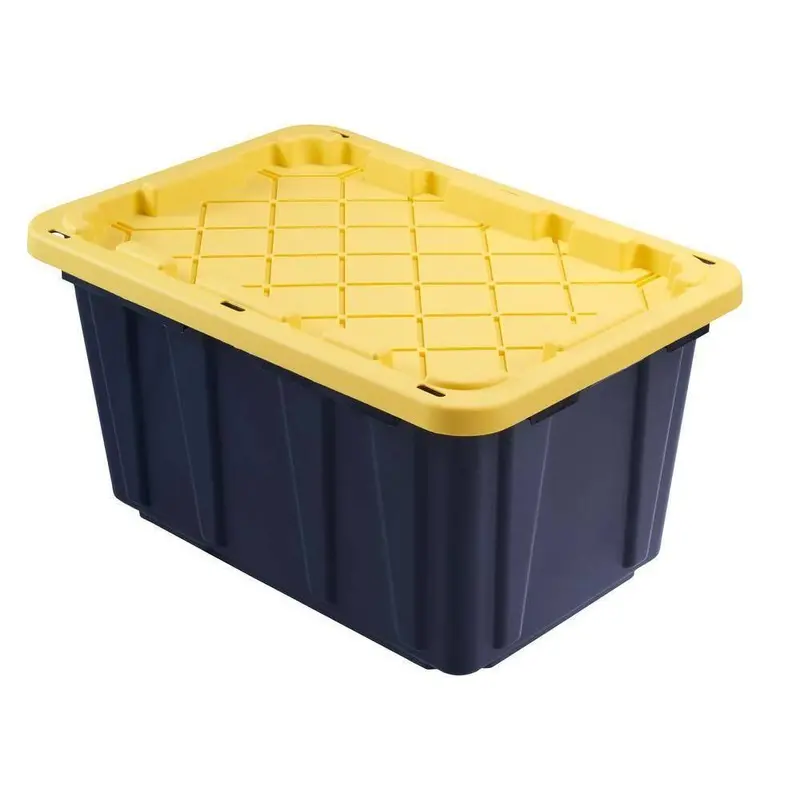 HDX 27-Gallon Waterproof Stackable Storage Tote – Black Body & Yellow Lid, 5-Pack Value Set