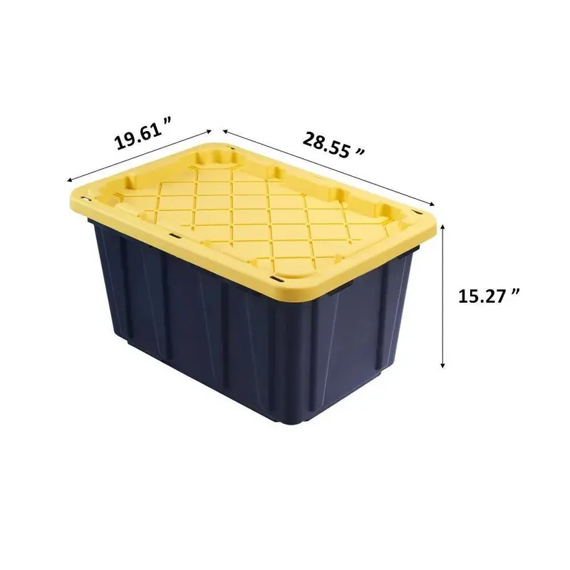 HDX 27-Gallon Waterproof Stackable Storage Tote – Black Body & Yellow Lid, 5-Pack Value Set