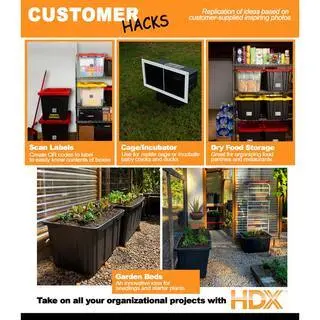 HDX 27-Gallon Waterproof Stackable Storage Tote – Black Body & Yellow Lid, 5-Pack Value Set