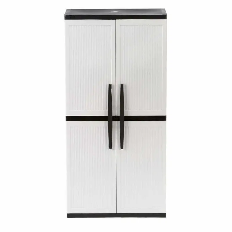 HDX Freestanding Garage Cabinet – Gray 35"W × 71"H × 18"D Unit with Lockable Doors & Adjustable Shelving