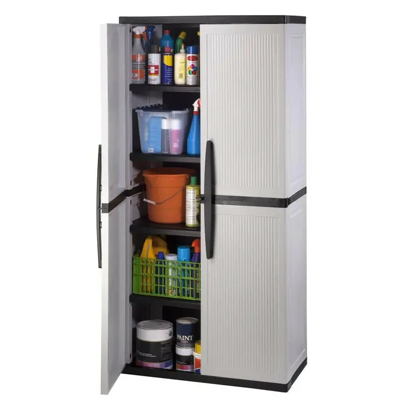 HDX Freestanding Garage Cabinet – Gray 35"W × 71"H × 18"D Unit with Lockable Doors & Adjustable Shelving