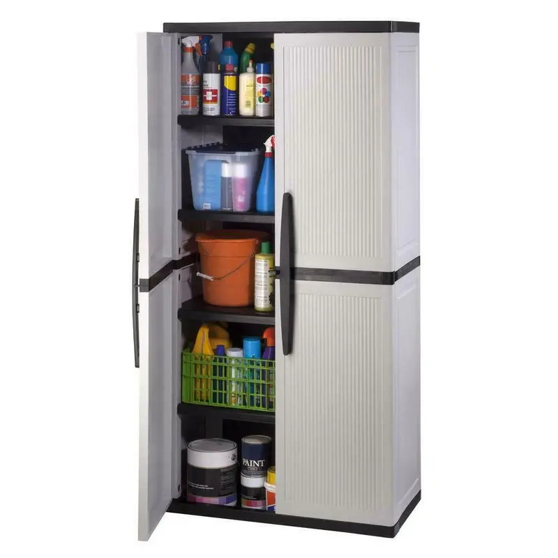 HDX Freestanding Garage Cabinet – Gray 35"W × 71"H × 18"D Unit with Lockable Doors & Adjustable Shelving
