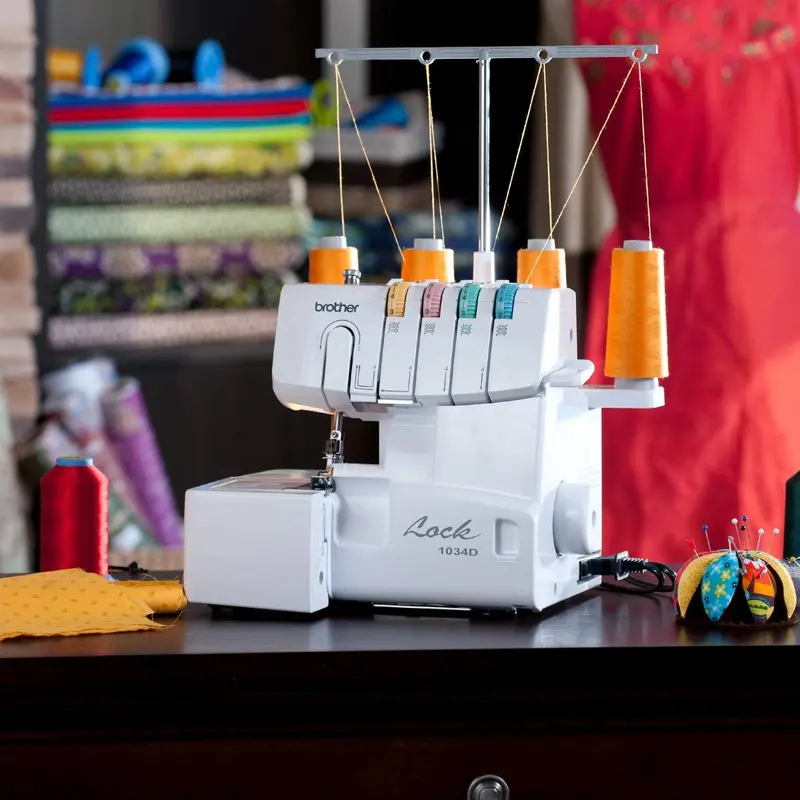 Heavy-Duty 1300 SPM Metal-Frame Serger – Overlock Machine with Trim Catcher and 3 Specialty Feet