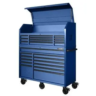 Heavy-Duty 23-Drawer Tool Trolley Cabinet – 56-Inch Wide Matte Blue Storage System (2025)