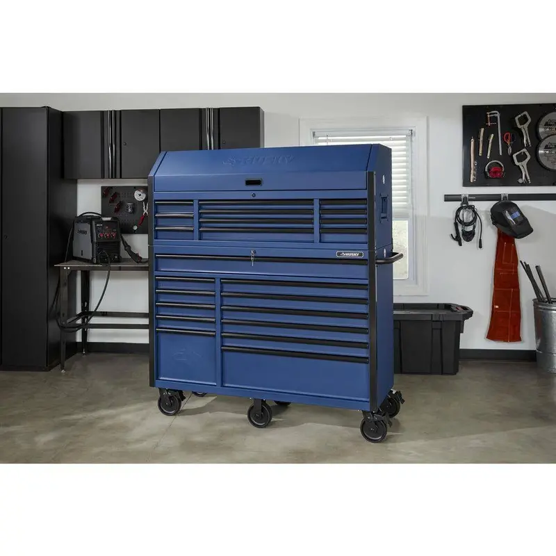 Heavy-Duty 23-Drawer Tool Trolley Cabinet – 56-Inch Wide Matte Blue Storage System (2025)