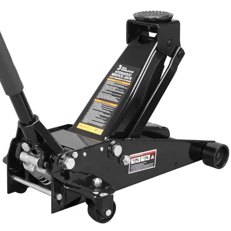 Heavy-Duty 3-Ton Steel Floor Jack – Black Quick-Lift Design with Dual-Stage Pump System